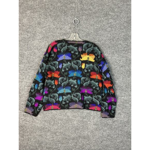 Peruvian Connection Womens Floral Art To Wear Cardigan Sweater Sz Medium Alpaca - Picture 2 of 7